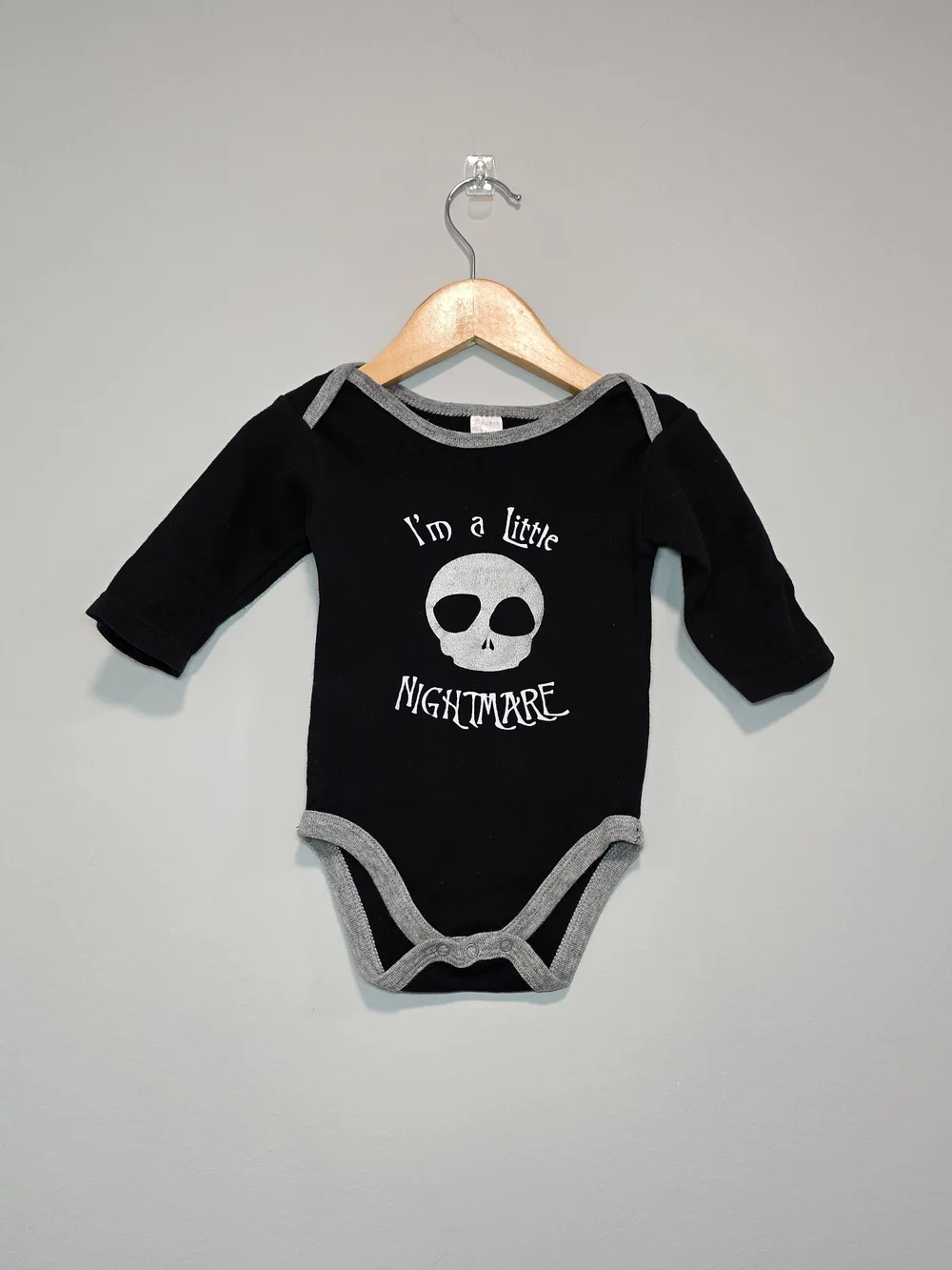 Gap I'm a Little Nightmare Black & Gray Baby  One-Piece Bodysuit Halloween Fall